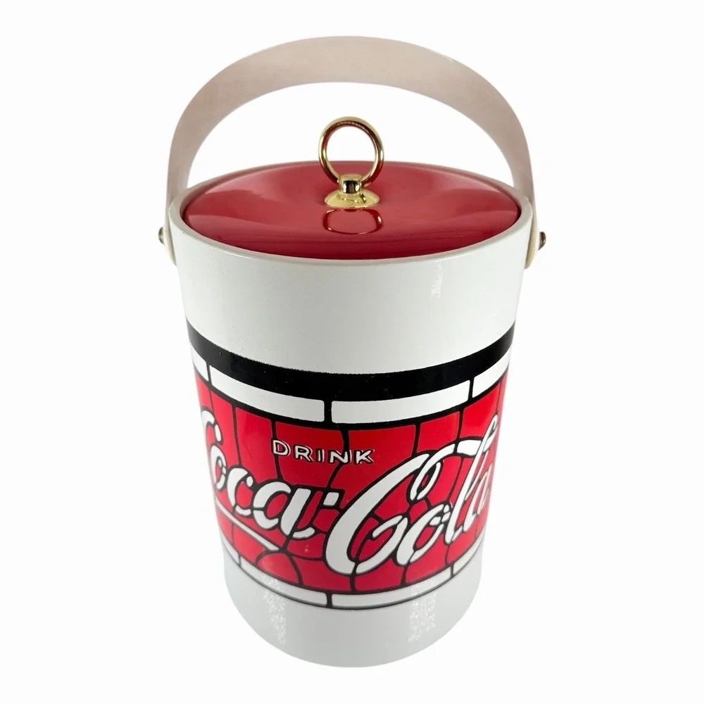 Vintage Coca-Cola Ice Bucket 1970s–80s Red & White Logo Cooler Retro Advertising